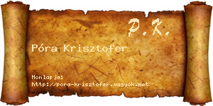 Póra Krisztofer névjegykártya